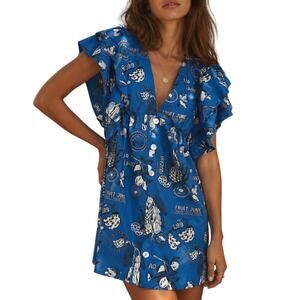 FARM Rio Blue Printed Mini Dress